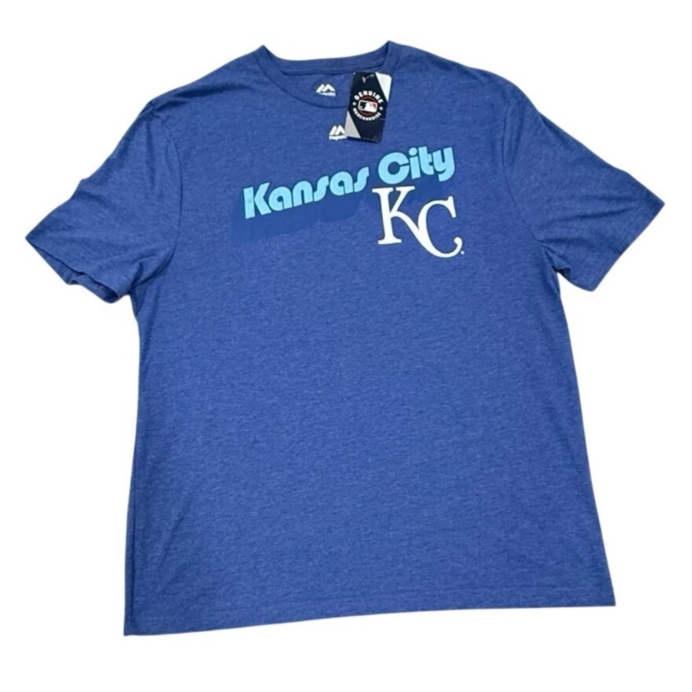 Kansas City KC Graphic T Shirt Blue Majestic XL MLB Casual
